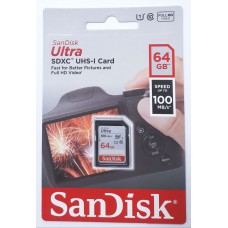 Карта памяти  SanDisk 64Gb Ultra SDXC UHS-I U1 class-10 100MB/s.