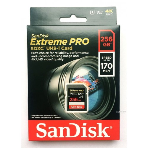 Карта памяти  SanDisk 256Gb Extreme Pro SDXC UHS-I U3  V30 170/90 MB/s