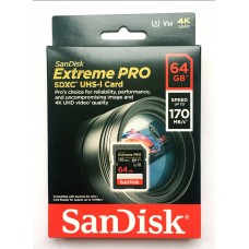 Карта памяти  SanDisk 64Gb Extreme Pro SDXC UHS-I U3  V30 170/90 MB/s